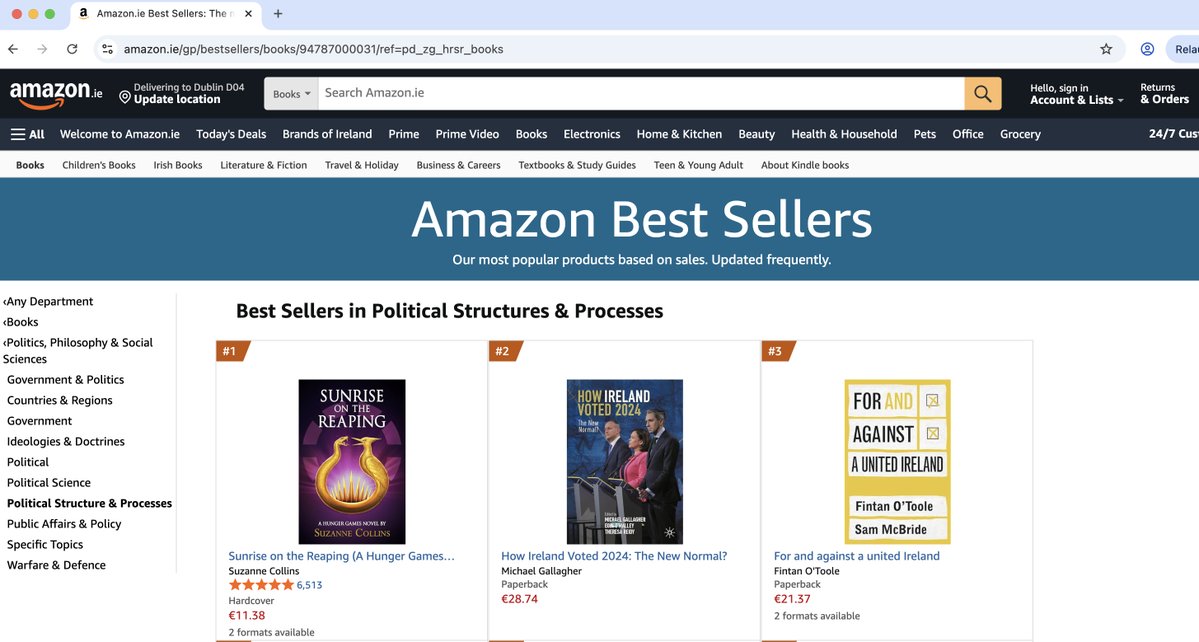 How Ireland Voted 2024 apparently flying off the virtual shelves. Due in physical form in the bookshops very soon.