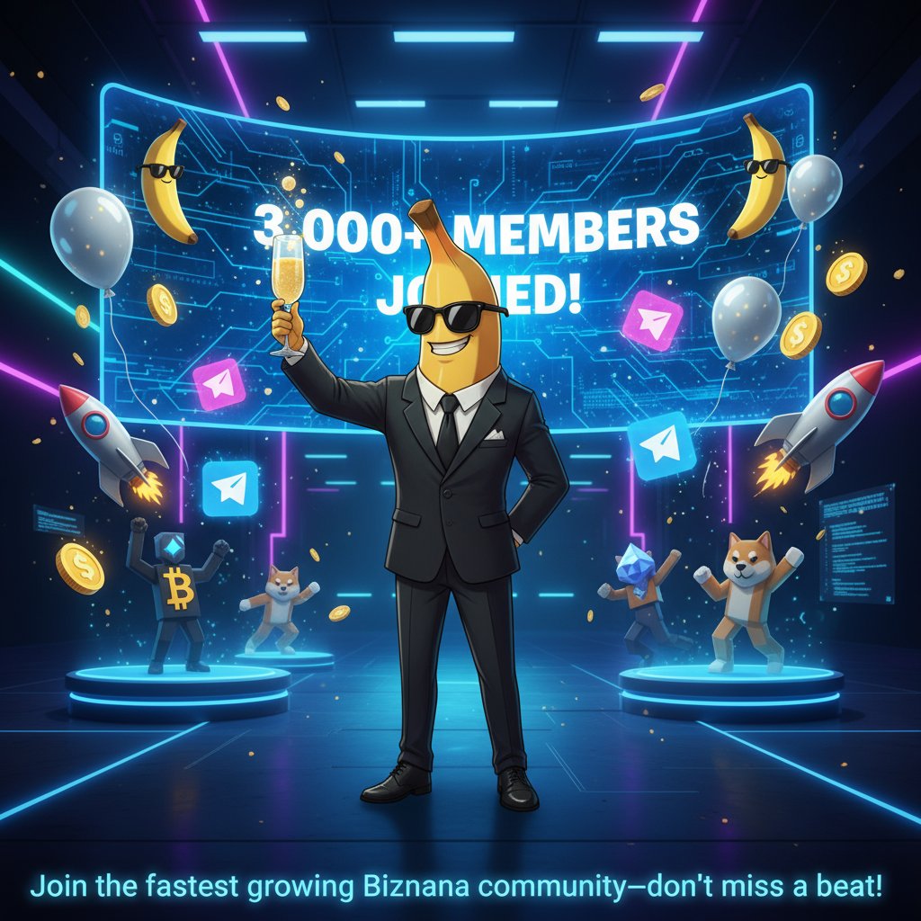 gobiznana's tweet image. 🍌🔥 The #Biznana  just hit 3,000 members — and we’re only getting started! 🚀💬
From memes to movement, our community is growing stronger every day. 💪⚡
The moon’s just the first stop! 🌕🍌
.
#biznanaarmy #Crypto #CryptoMarket #CryptoCommunity #memecoin #MemeCoinMadness #meme