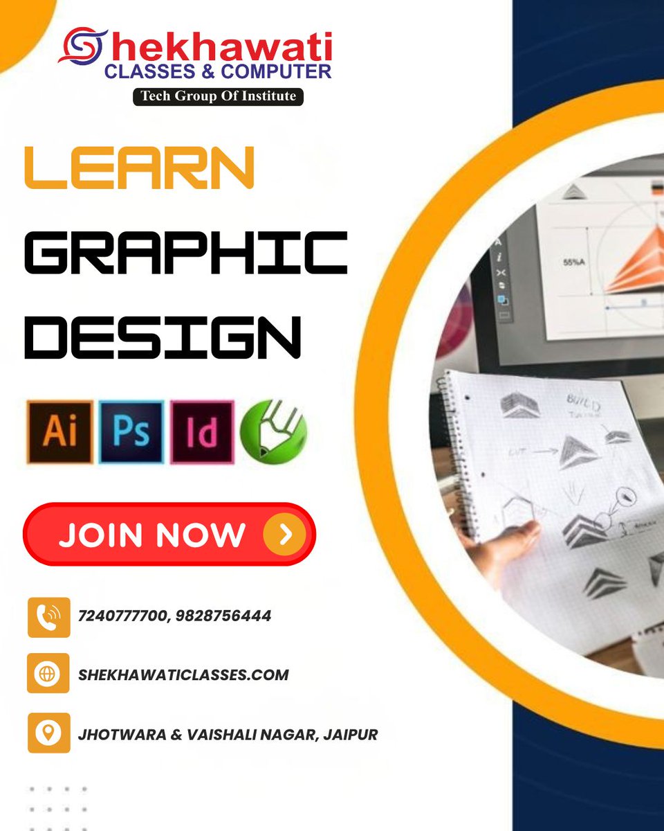 shekhaw29839's tweet image. Dream big, design bigger!
Join the best graphic design course in Jaipur 
Learn Photoshop, Illustrator &amp;amp; CorelDRAW with real projects.
Affordable graphic design courses fees in Jaipur 
Shekhawati Classes &amp;amp; Computer – Your creativity hub! #shekhawaticlasses #viral #GraphicDesigner