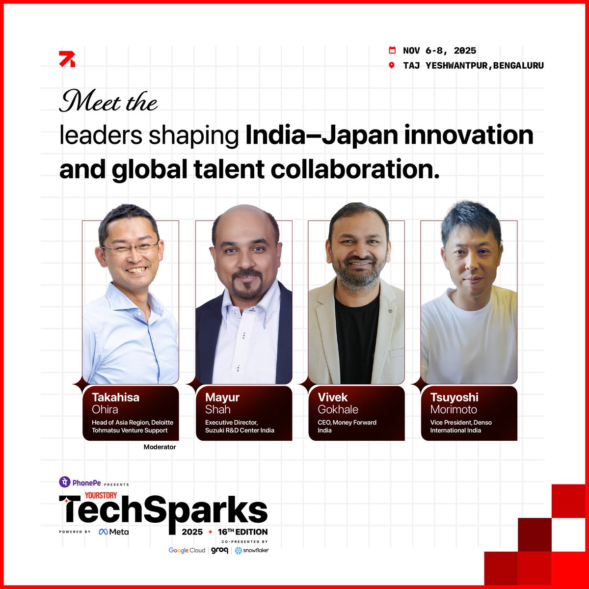 YourStoryCo's tweet image. As borders blur and innovation becomes global, Japan is emerging as a launchpad for India’s ambitious tech talent, offering opportunities that blend growth, culture, and purpose.
At #TechSparks2025, @ohira (@Deloitte Tohmatsu Venture Support) moderates a powerful conversation…