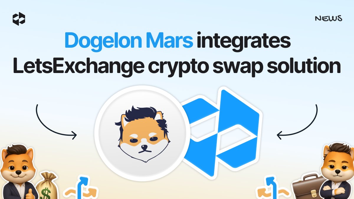 letsexchange_io's tweet image. Ready to go to the moon? Cute 🚀 But why stop there when you can trade on Mars? 🔴

@DogelonMars integrates the LetsExchange crypto swap solution, giving its community access to 5,000+ assets across 300+ networks – all without leaving the platform. Oh, and $ELON is now listed on…