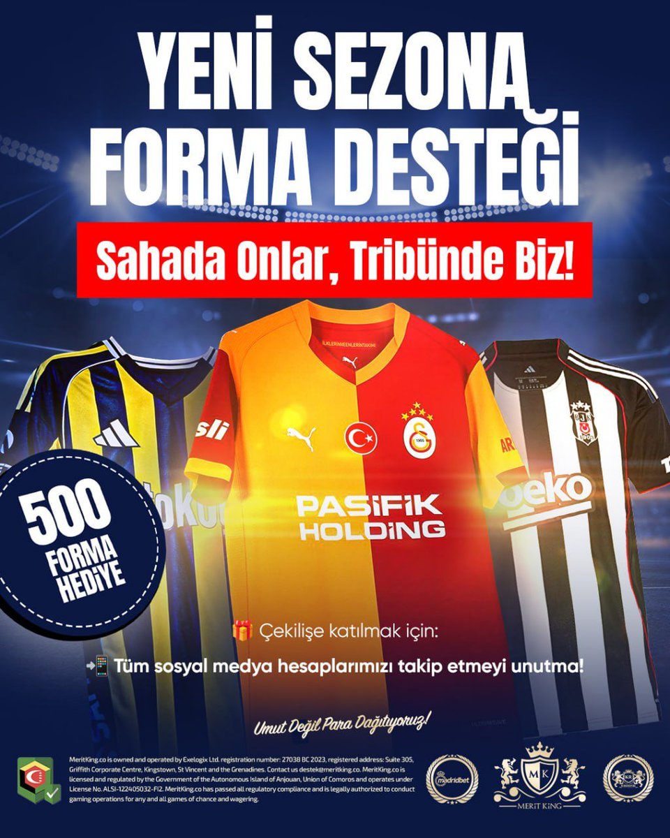 Forma aşkı başka, biz bunu biliyoruz

Meritking'ten toplam 500 forma 

Katılım cok basit : 
➦tüm sosyal medya hesaplarını takip et 
➦Katıldığını forma paylaşımı yorumlarında belirt!
➦Geri kalan Meritking'Te — formalar yağmur gibi geliyor!