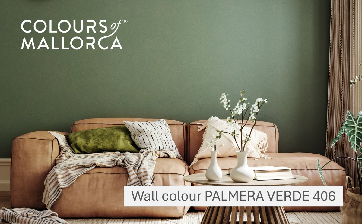 𝗣𝗔𝗟𝗠𝗘𝗥𝗔 𝗩𝗘𝗥𝗗𝗘 𝟰𝟬𝟲- 𝗙𝗲𝗶𝗻𝗲 𝗜𝗻𝘁𝗲𝗿𝗶𝗼𝗿-𝗪𝗮𝗻𝗱𝗳𝗮𝗿𝗯𝗲, 𝗶𝗻𝘀𝗽𝗶𝗿𝗶𝗲𝗿𝘁 𝘃𝗼𝗺 𝗱𝘂𝗻𝗸𝗹𝗲𝗻 𝗚𝗿ü𝗻 𝗱𝗲𝗿 𝗣𝗮𝗹𝗺𝘄𝗲𝗱𝗲𝗹!
Zum Farbenshop colours-of-mallorca.com