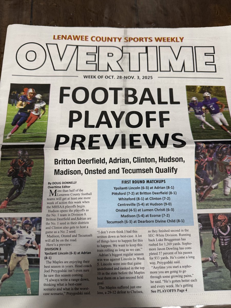 Awesome playoff preview from <a href="/DonnellyDoug/">Doug Donnelly</a> in the Lenawee County Sports Weekly Overtime 💪