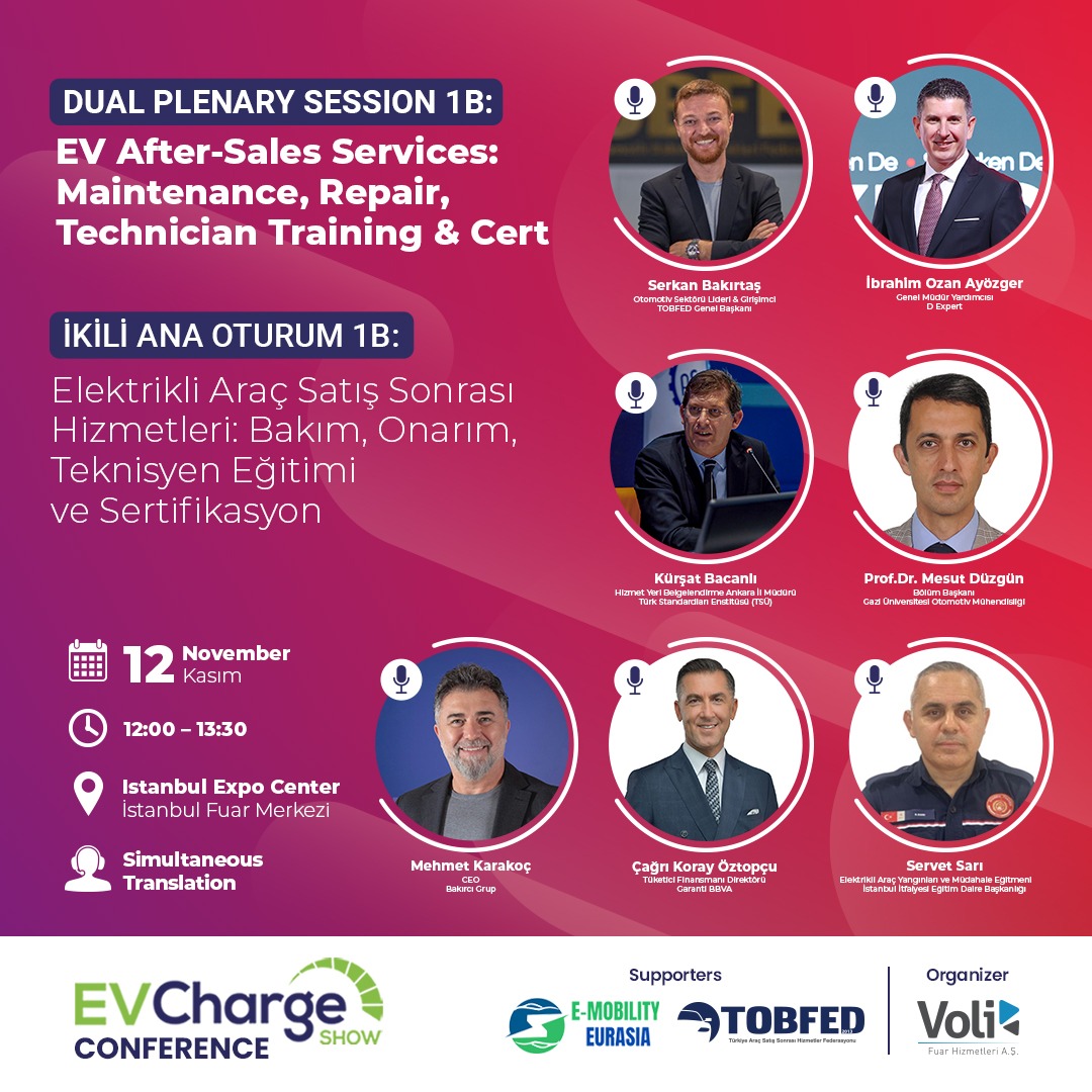 TOBFED, EVCharge Show 2025’te Sektörle Buluşuyor!

Türkiye Araç Satış Sonrası Hizmetler Federasyonu (TOBFED) olarak, 12–14 Kasım 2025 tarihleri arasında İstanbul Fuar Merkezi’nde düzenlenecek EVCharge Show 2025’in güçlü paydaşları arasında yer alıyoruz.

Elektrikli araç şarj