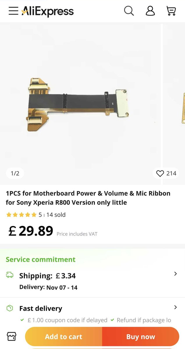 Notice to all retro tech parts stores in the west: there is one store that still carries Xperia Play flex cables, the problem is they don't ship to either EU or US #xperiaplay