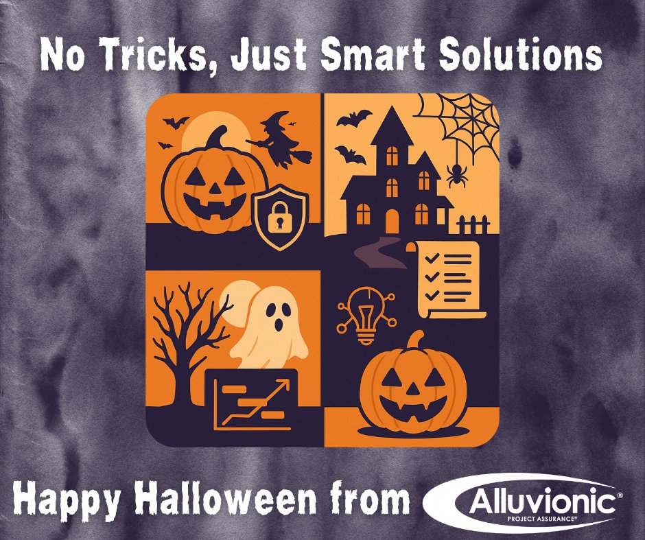 Alluvionic's tweet image. The Alluvionic team wishes you a safe and spook-tacular Halloween! Whether you’re tackling cybersecurity, process improvement, project management, or product development, we’re here to help you turn scary challenges into sweet success. Visit: alluvionic.com #alluvionic
