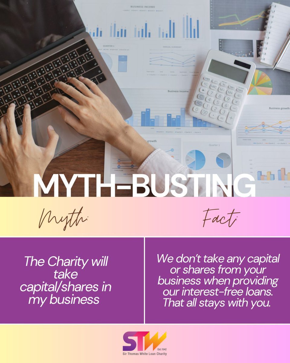 STWLCharity's tweet image. We don&apos;t take any capital or shares from your business when providing our #InterestFreeLoans.

That all stays with you ✅ 

#MythBusting