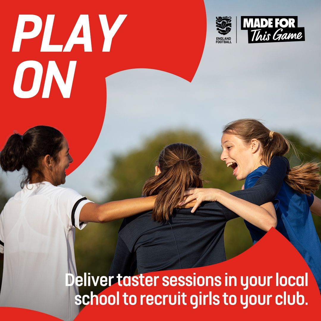 From Schools to Clubs 🏫 ⚽ 

Sign up to 𝗣𝗹𝗮𝘆 𝗢𝗻 today and deliver taster sessions in school to help girls move into community football! ✨ 

Click here to get started ⬇️ 

buff.ly/zlNET48