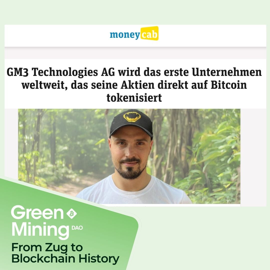 Greenminingdao's tweet image. 📰 Featured on Moneycab: GM3 Tokenizes Shares Directly on Bitcoin

GM3 Technologies AG has been featured by @Moneycab for achieving a global first: Tokenizing real Swiss shares directly on the Bitcoin network via Taproot Assets.

With Taproot Assets and the Lightning Network, GM3…