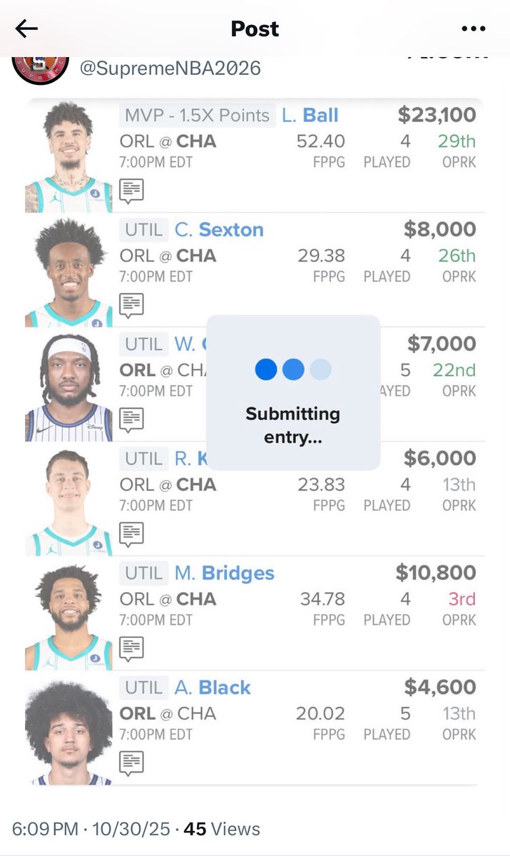 Fantasy Supreme DFS Daily Fantasy Sports™️ tweet media