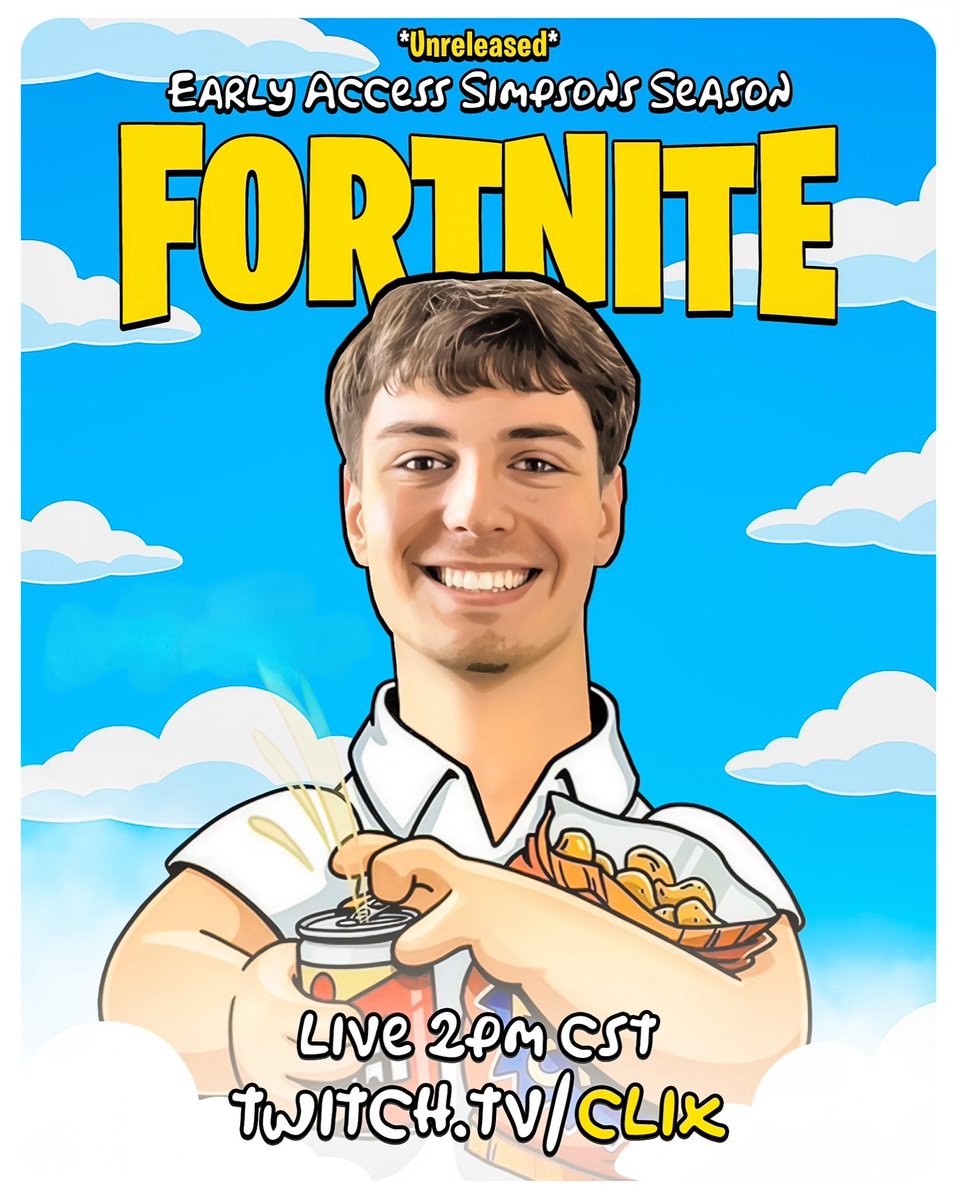 Clix's tweet image. TODAY, 2PM CST. Showing Early Access to the new Fortnite season 💛