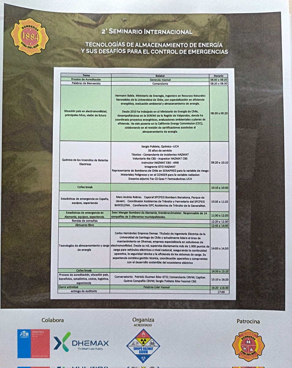 2° seminario internacional "tecnología de almacenamiento de energía y sus desafíos para el control de emergencias" transmitido por meet meet.google.com/zwi-ftut-dyr  

<a href="/BomberosdeChile/">Bomberos de Chile</a> <a href="/bomberosvina/">Bomberos ViñadelMar</a>