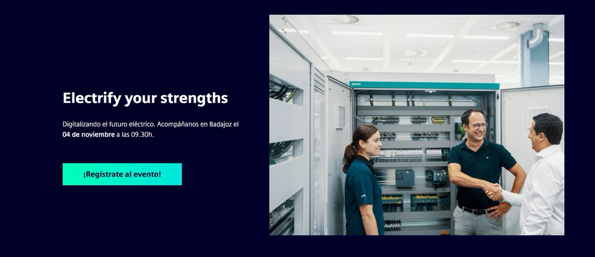 ¿Tu red puede ser más inteligente? Sí. Descúbrelo el 4 nov en Badajoz (NH Gran Hotel Casino Extremadura) con #Siemens: “Electrify your strengths”. 
Demos en vivo de IoT, monitorización y protecciones. Regístrate: siemens.com/es/es/empresa/…

#BajaTensión #Digitalización #IoT