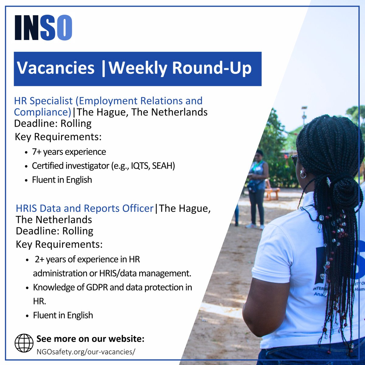 INSOinfo's tweet image. We have two opportunities to join our HR Team in The Hague, The Netherlands. 
🔗Apply today, or share with your network: ngosafety.org/our-vacancies/