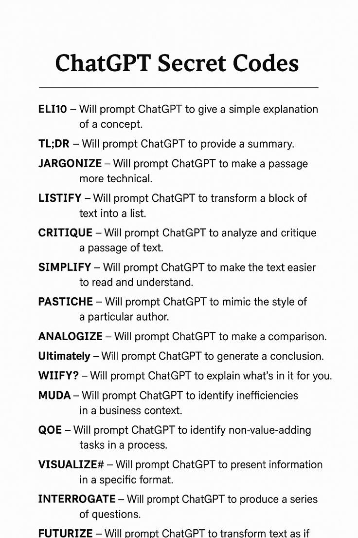 Content_VA's tweet image. ChatGPT Secret Codes They Don’t Want You to Know! 💻