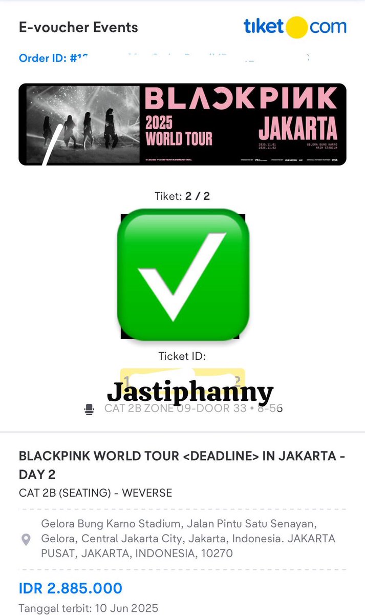 WTS DAY 2 BLACK PINK WORLD TOUR JAKARTA 2 NOVEMBER GBK

✅ Underprice - 2.5jt nett
✅ SISA SATU TIKET - Cat 2b - Weverse - Row depan
✅ Ketemu di venue langsung, bisa DP rendah yg penting jadi

Langsung DM aja buat nanya2 yaa. Thankyou blink🥰🫰🏼