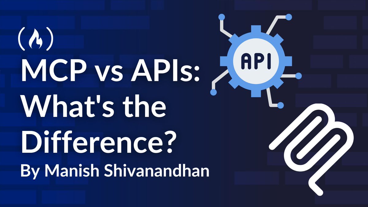 freeCodeCamp's tweet image. APIs and the Model Context Protocol both help different systems communicate with each other.
But these two tools were built for different purposes: in short, APIs are for developers, and MCP is for AI models.
In this article, Manish explains how each one works and why they're…