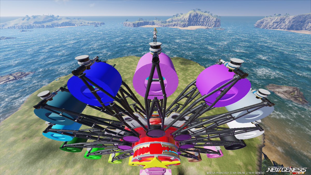 chii_PSO2's tweet photo. 7鯖のクリスペにクソデカ観覧車できました！！ https://t.co/M2KKC3Q9xn