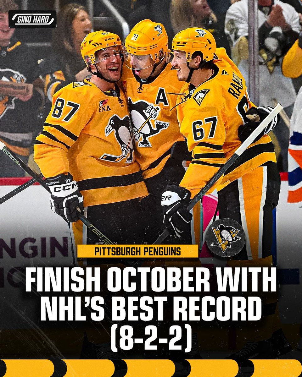 GinoHard_'s tweet image. The Pittsburgh Penguins, an expected rebuilding team, will finish the month of October atop the NHL standings 🤯🐧