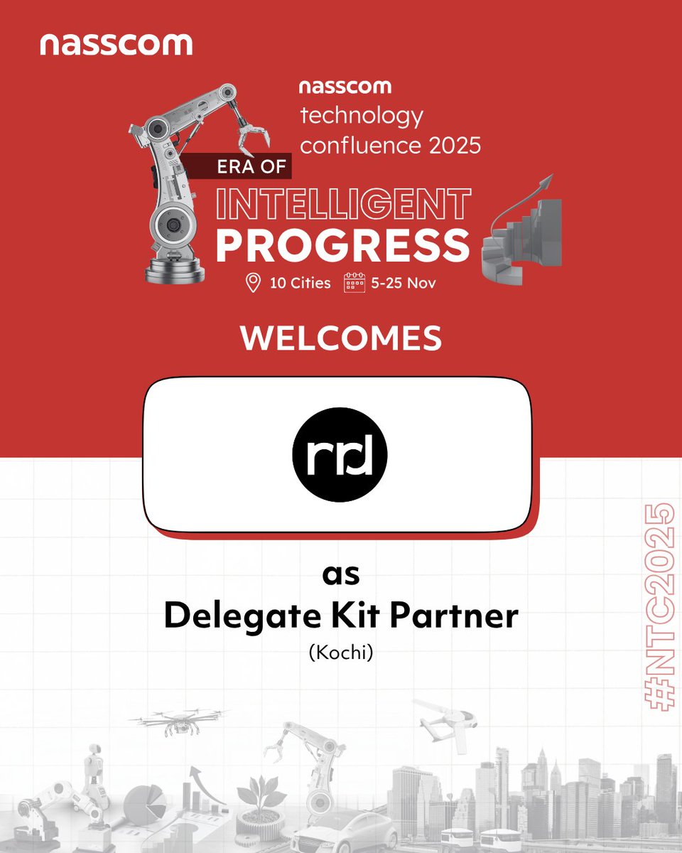 Welcoming RRD as the Delegate Kit Partner for the Nasscom Technology Confluence 2025 – The Era of Intelligent Progress!

#NTC2025 is a collective movement across 10 cities, where we gather leaders who are actively shaping technology choices, business models, and talent strategies