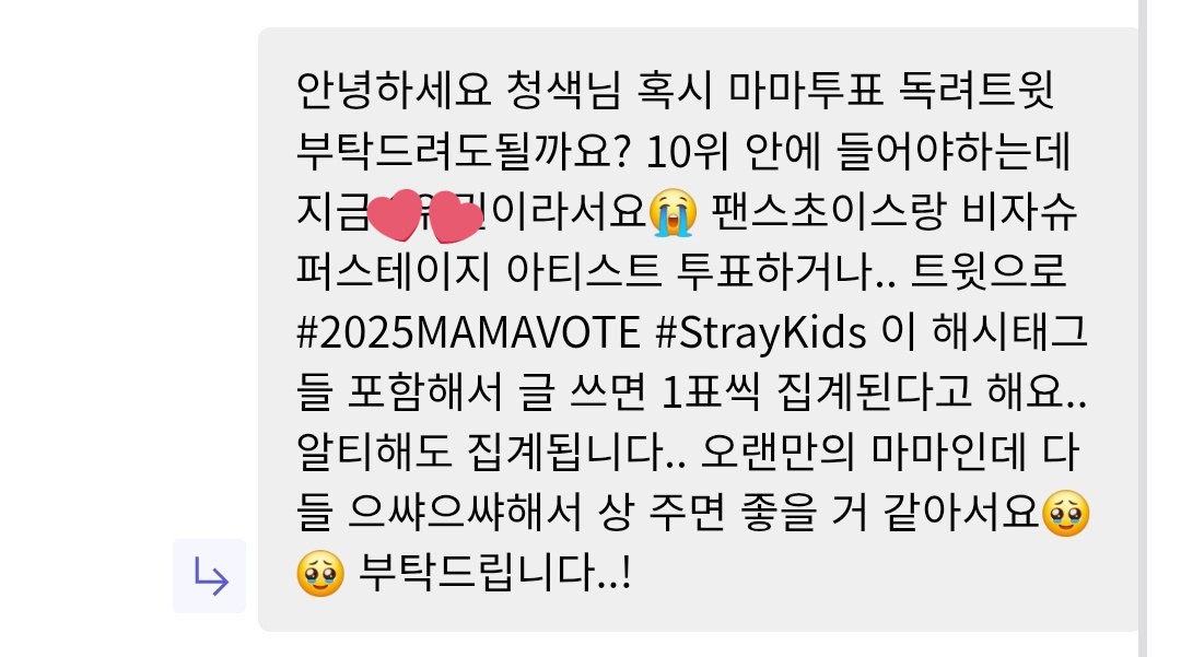 매일매일 #2025MAMAVOTE #StrayKids 해시태그 포함해서 트윗 올리거나 알티합시다🔥