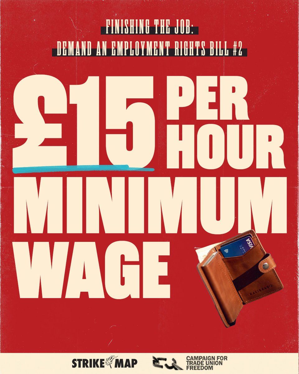 strike_map's tweet image. Demand an #EmploymentRightsBill2 ✊

We need a £15 per hour minimum wage now. 

Support the call to finish the job on employment rights: bit.ly/DemandERB2

#StrikeMap #EmploymentRightsBill #WorkersRights #Workers #Power #TradeUnions #UnionPower