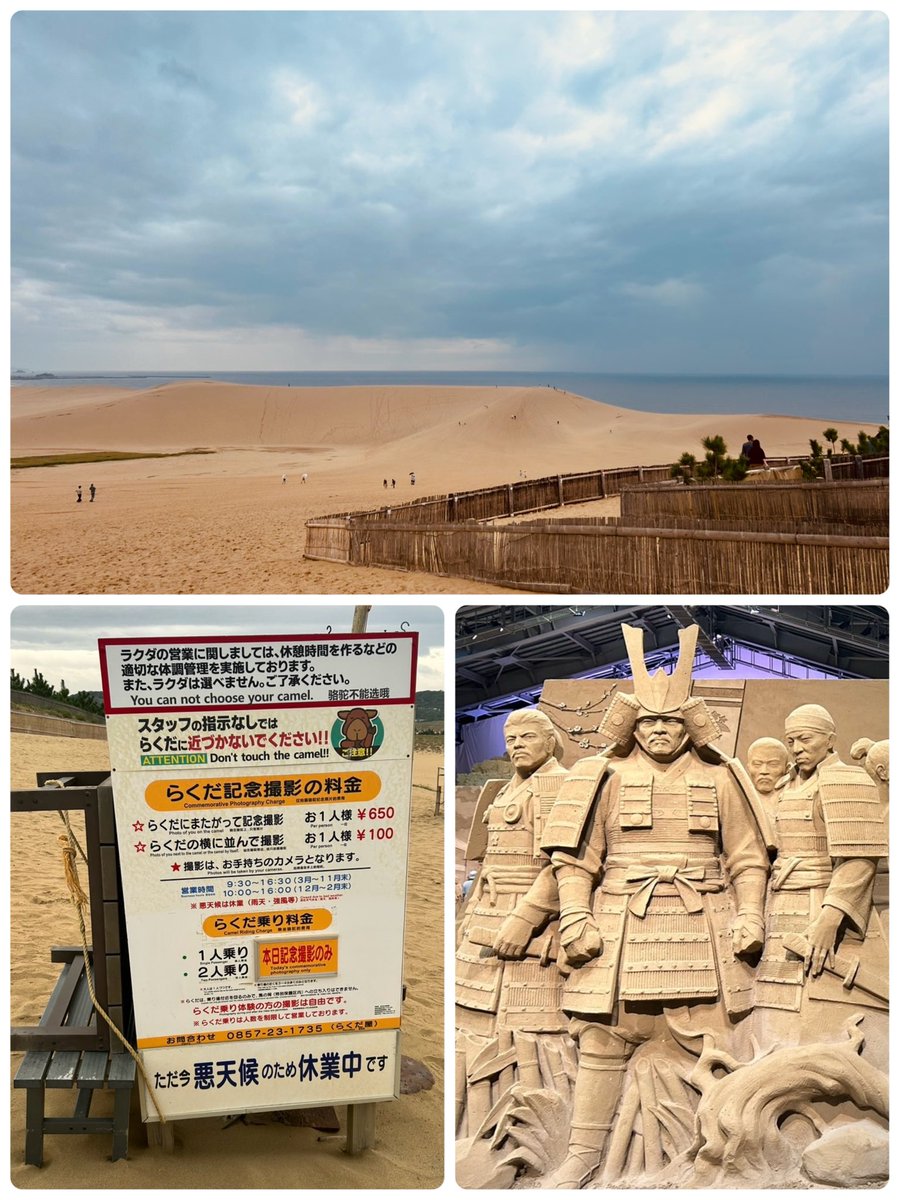 時間を作っていただいたけど…
お天気🌧️に恵まれず…😔
らくだ🐫…乗りたかった…😢

砂の徳川家！圧巻だった👏👏
