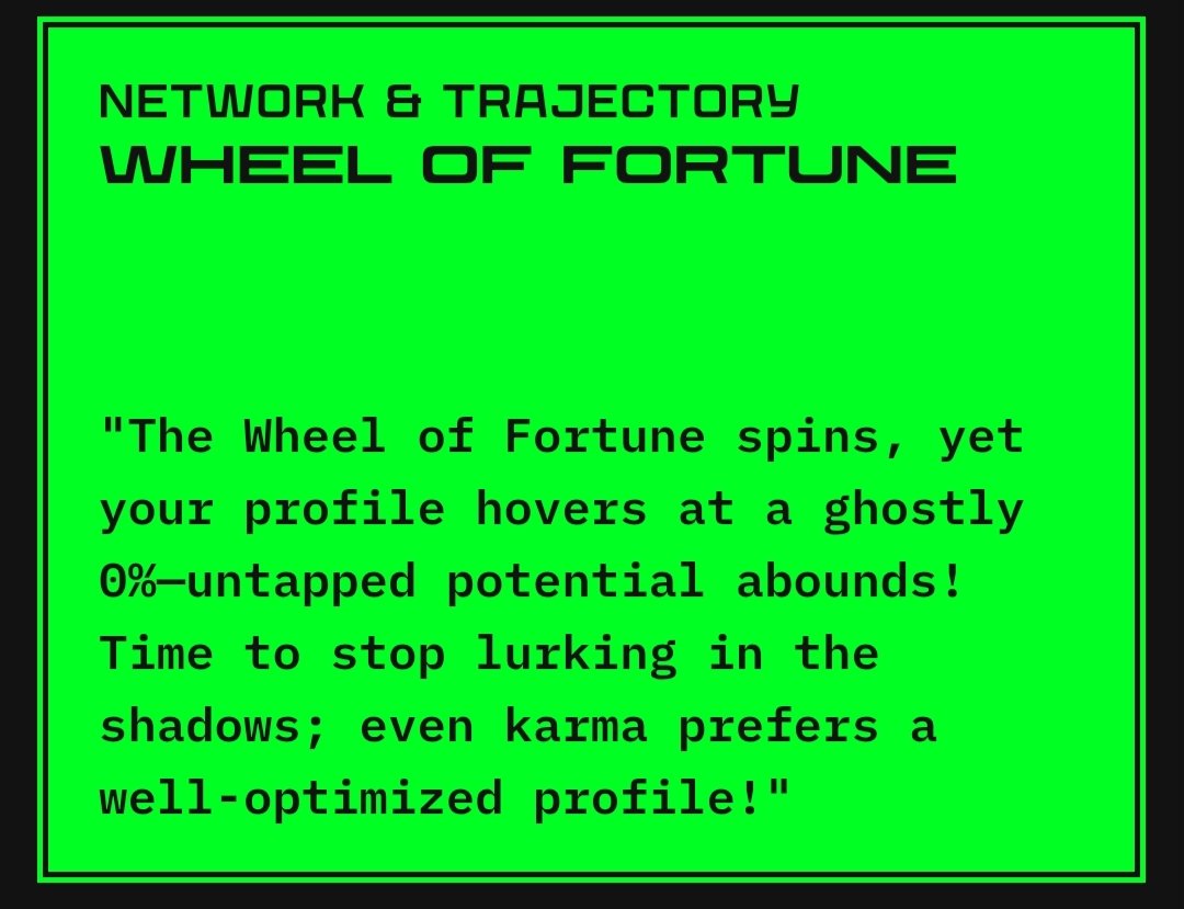 theRazorUltra's tweet image. 💻✨ Just ran my #DigitalOracle reading on the VIBE app — and let’s just say my LinkedIn life has layers! 😂

🌕 Career Journey: The Moon
Apparently, I’m a “corporate wanderer with zero positions but plenty of illusion.” Guess I’m starring in the LinkedIn Soap Opera! 🎭 @vana