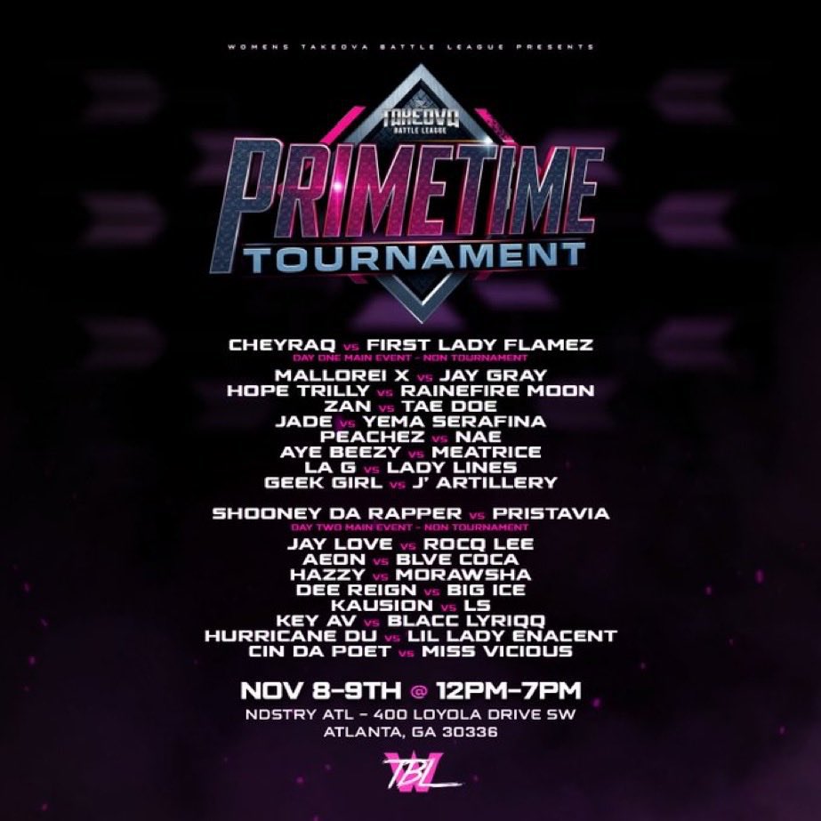 My Last day on twitter until…..her Doomsday 😤 Nov 8th!!! 
Promo Code :  Malloreix when yall get yall tickets!!!! Thank you everyone for your support!!!!! No one is going unnoticed!!! ☺️🫶🏾🔥

tbl.ticketspice.com/wtblprimetime

#WTBL #Primetimetournament