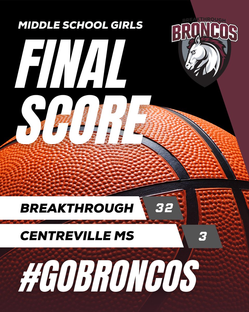 Breakthrough_CS's tweet image. Our Middle School girls had another win last night against Centreville MS at home - 32 to 3 🏀 💯