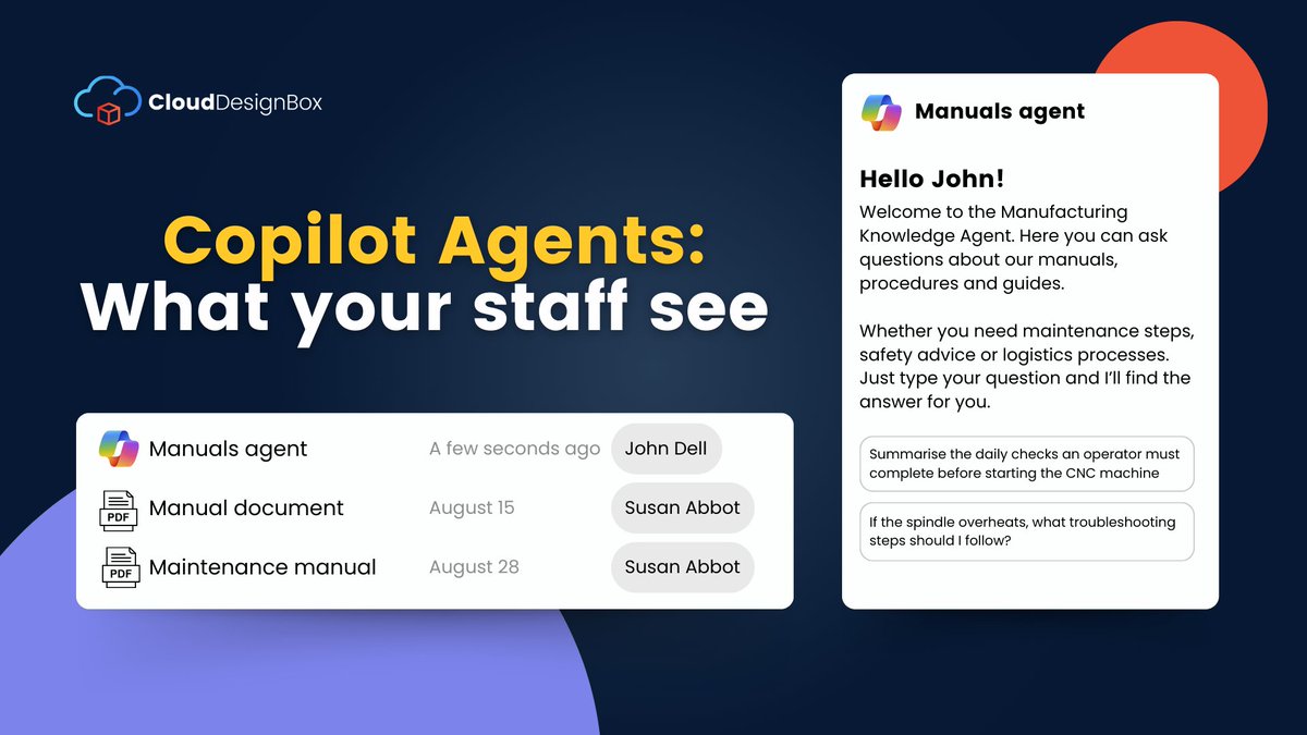 CloudDesignBox's tweet image. AI tools like Copilot Agents can save time, but may be underused without support. 

We recommend:   
💬 Intro messages on agent capabilities.   
💡 Sample prompts for inspiration.  
 🎓 Training to ensure accurate advice.    

Discover more tips: clouddesignbox.co.uk/copilot-agents…