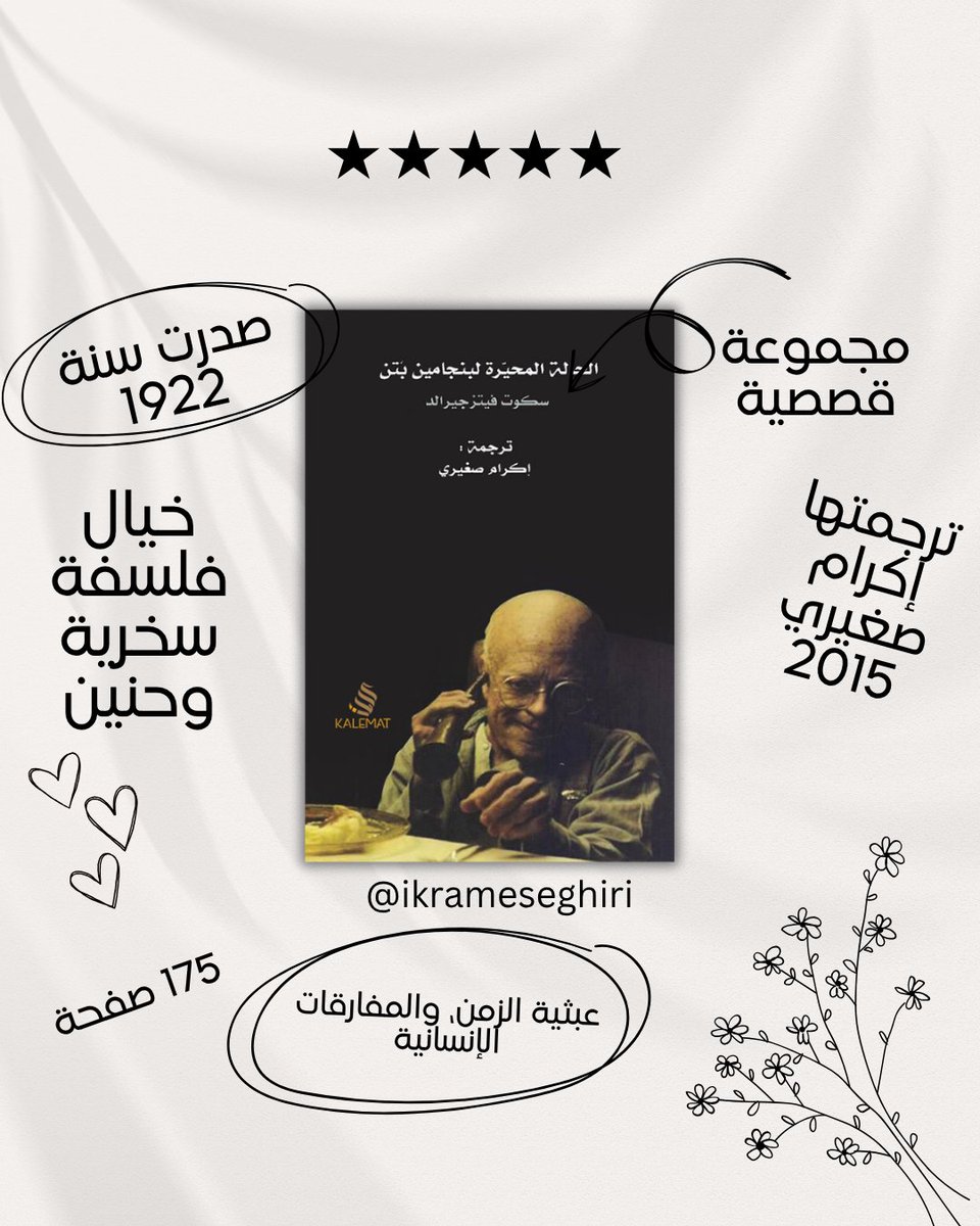 كتاب "الحالة المحيرة لبنجامين بتن" هو مجموعة قصصية من تأليف الكاتب الأميركي فرانسيس سكوت فيتزجيرالد
تضم المجموعة قصة العنوان الشهيرة "الحالة المحيرة لبنجامين بتن" إلى جانب عدد من القصص الأخرى التي تحمل طابعاً إنسانياً وفلسفياً
#الحالة_المحيرة_لبنجامين_بتن  #إكرام_صغيري