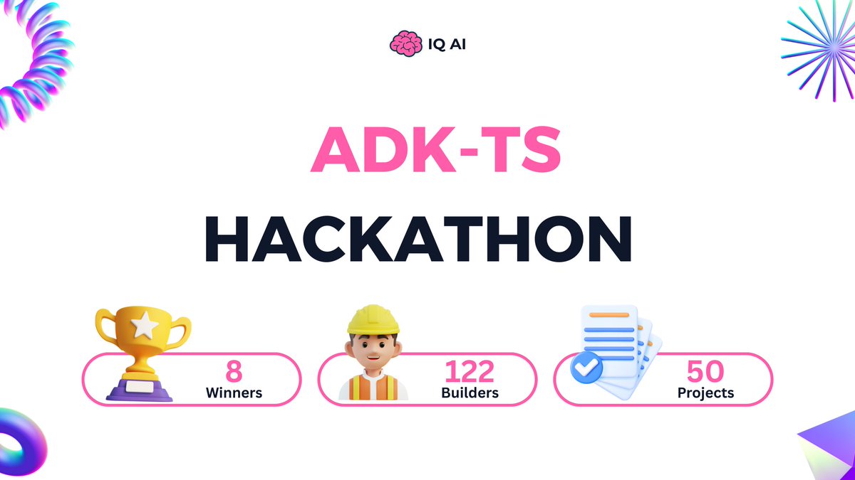 The ADK-TS Hackathon 2025 has officially wrapped up! 🚀🧠

Over 4 weeks, 122 builders explored the ADK-TS framework and built some really impressive AI agents.

From multi-agent systems to on-chain analysis tools, the creativity blew us away 💥

Check here for the full piece on