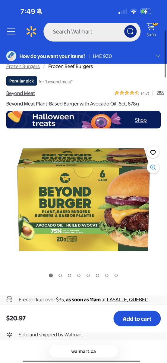 JMendo94's tweet photo. #BYND Beyond Meat has made it to our Walmart Canada. We need not only support the company from the markets, but also from our local stores. 

The Korean guy who bet his retirement savings on the company is bag holding from the spikehigh. 
I will be visiting Walmart today! #BULLS https://t.co/Ifb4aispta