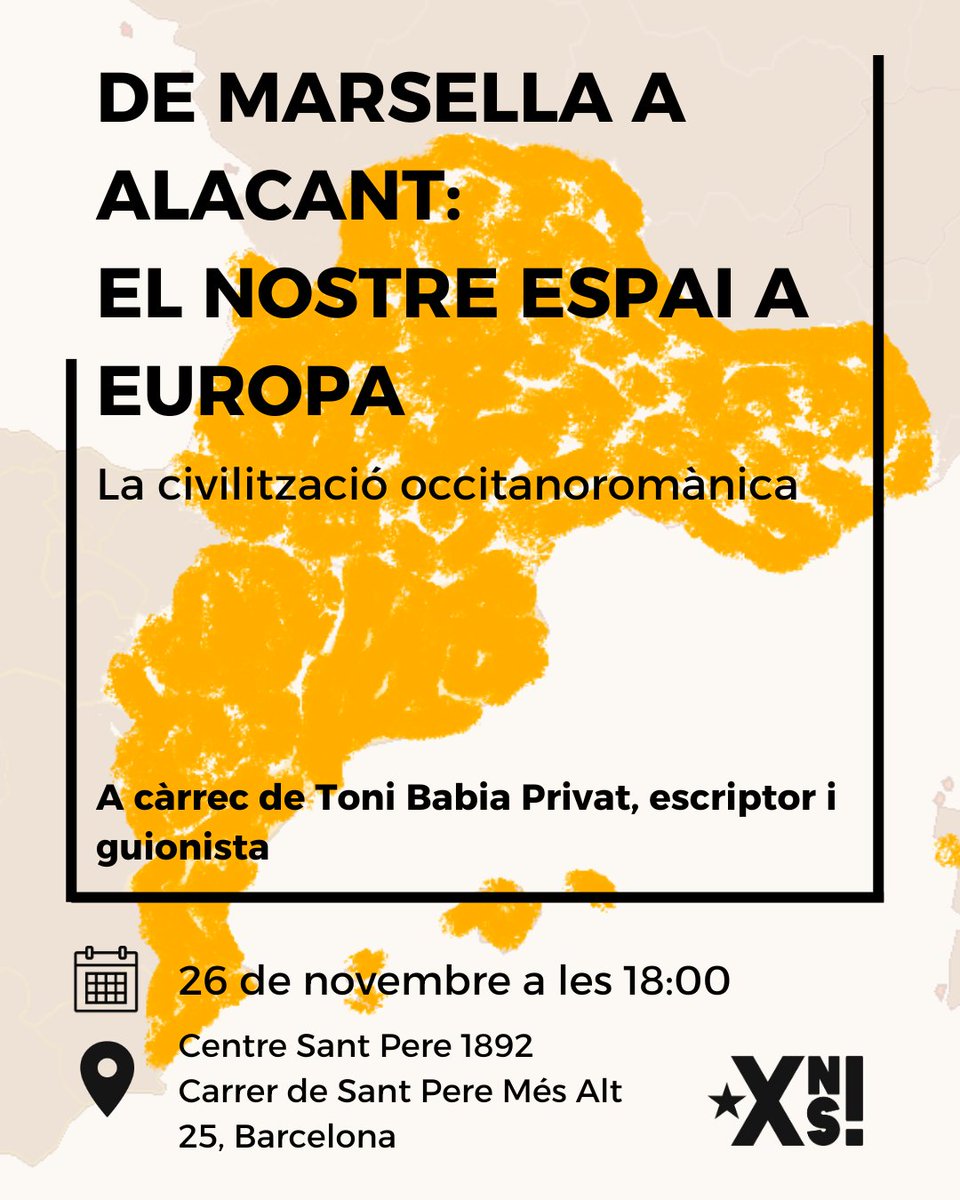 Nosaltres_Sols_'s tweet image. Quins són els límits de la nostra nació? Som part d&apos;una civilització que inclou occitans i aragonesos?

En Toni Babia analitzarà la relació dels Països Catalans amb l&apos;Aragó i Occitània. Veniu!