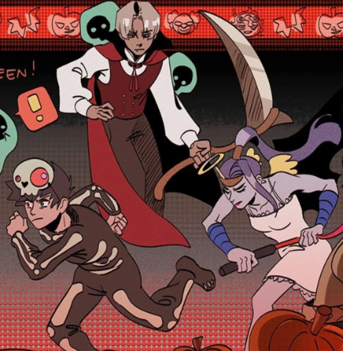 HAPPY HALLOWEEN EVERYONE!! i hope everyone has an amazing day! here’s zagreus, thanatos, and megaera in the official halloween arts!