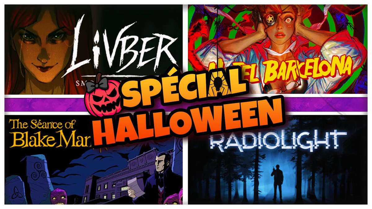 🎃 On se retrouve ce soir sur Twitch (lien dans ma bio) pour un live #Halloween !

4 jeux en découverte totale à partir de 21H00 :

🩸 Livber: Smoke and Mirrors <a href="/inevgames/">InEvGames</a>
🔪 Hotel Barcelona <a href="/WhiteOwlsInc/">White Owls Inc. - Hotel Barcelona Out Now!</a>
🔮 The Séance of Blake Manor <a href="/spookydoorway/">Spooky Doorway</a>
📻 Radiolight <a href="/krystofknesl/">Krystof | RADIOLIGHT out NOW🌲</a>