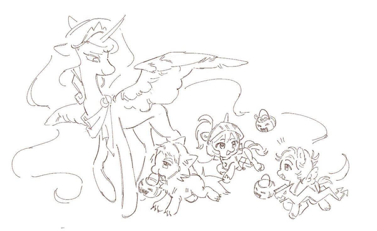 kurus_zuu's tweet photo. Happy Halloween~!! 🎃🎉
#mlpfanart #sketches #Halloween https://t.co/gSeFTN0xAR