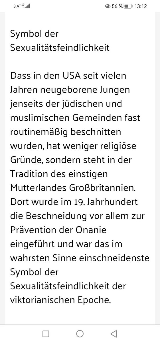 🤬
Dass die Beschneidung von Knaben zu 80,2 %  in den USA  betrieben wird und welche Hintergründe das haben soll, lässt einem nur noch den Kopf schütteln!