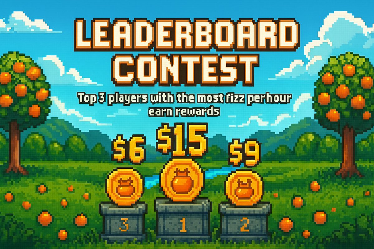 The Leaderboard Contest has begun!   🍊
Top 3 players with the most fizz per hour take home real rewards 

🏆 Prizes:
🥇 $15
🥈 $9
🥉 $6

You have 3 days — every tap counts.
Start crushing oranges now at ojcrush.com