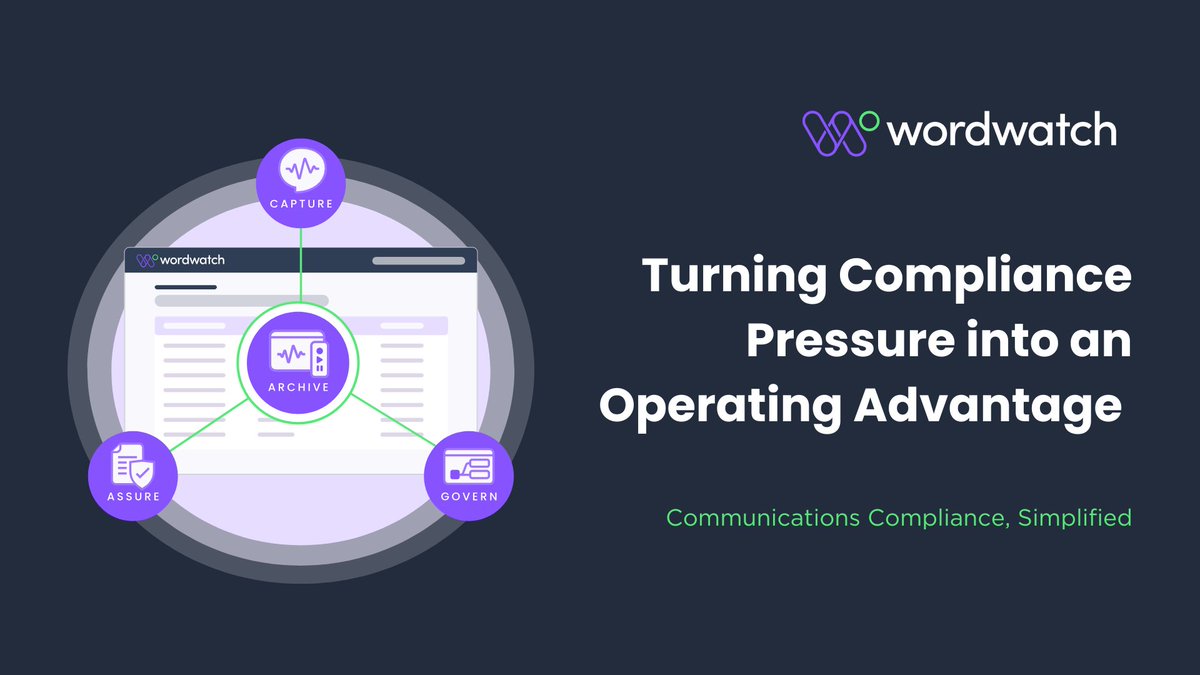 Wordwatchtech's tweet photo. Wordwatch's Managing Director, William Davenport, lays out how regulated teams can turn compliance pressure into an operating advantage.

Check out the article: https://t.co/4ye6mSOnec

#CommunicationsCompliance #DataGovernance #AuditReadiness #OperationalResilience #RegTech #Wordwatch