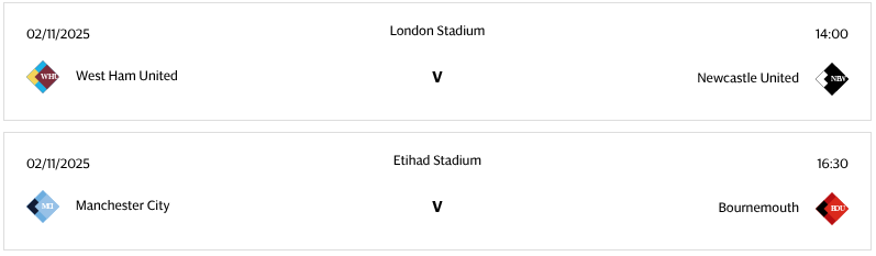 Just 2 games this Sunday with transfer deadlines at 2pm and 4.30pm 👇