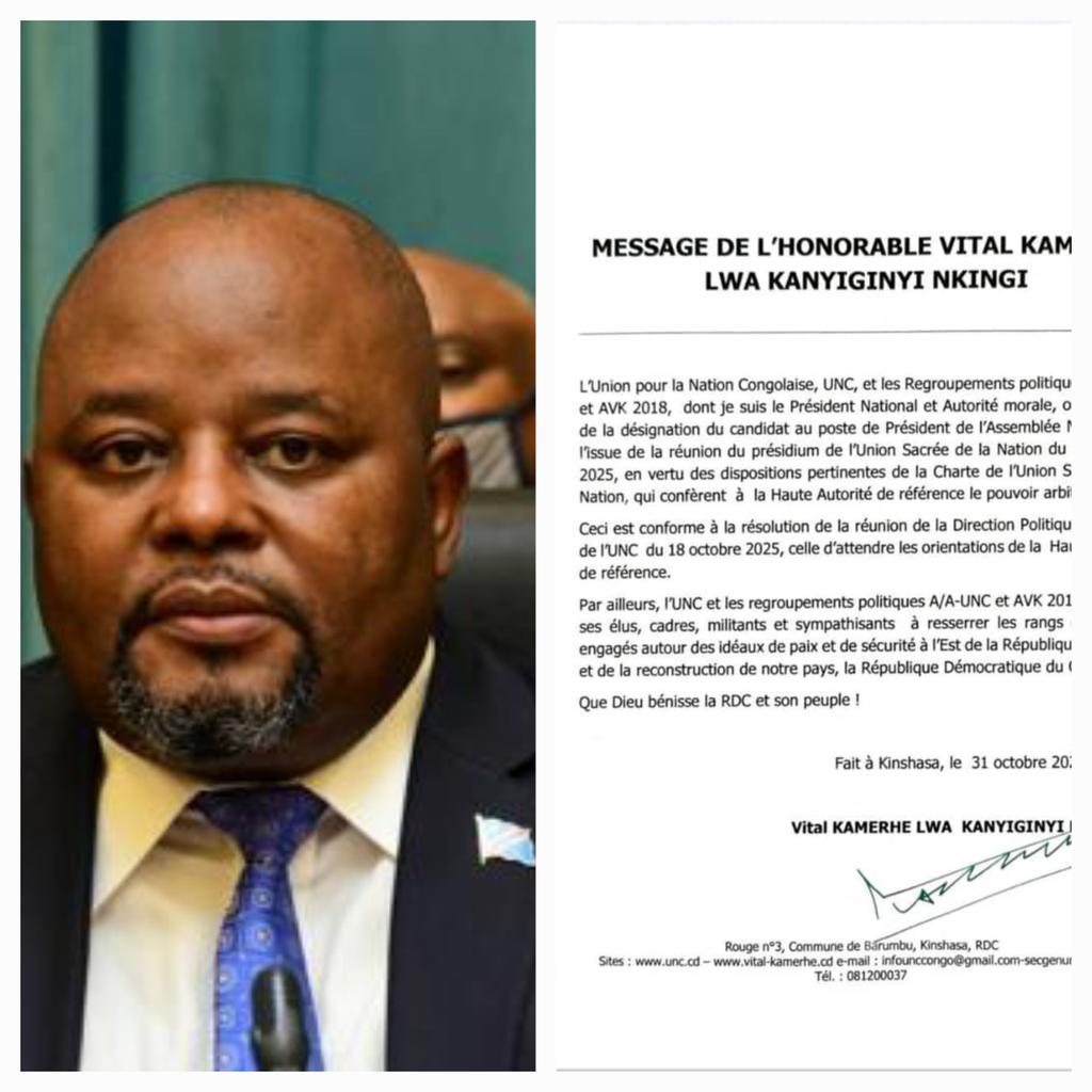 #Rdcongo
Crise politique entre VITAL KAMERHE et AIMÉ BOJI SANGARA, je savais déjà en tant que politique, VITAL KAMERHE prend acte de la fameuse désignation, mais il refuse de citer le nom de BOJI SANGARA dans son message