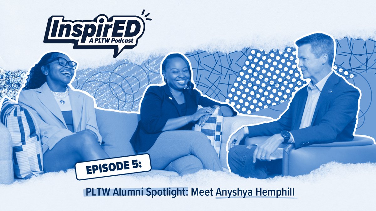 🚨 Episode 5 of InspirED: A PLTW Podcast is LIVE 🚨

The PLTW Alumni Spotlight episode recipe...
🔺 A dash of positivity.
🔹 A sprinkle of inspiration.
🔺 A pinch of professionalism and goal setting.
🔹 A hint of young leadership.

👩‍🍳 Put it all together and you get THIS EPISODE!