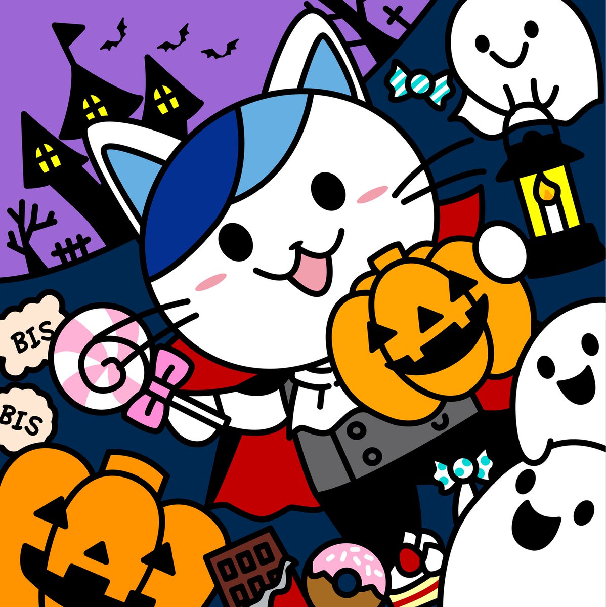 🎃👻HAPPY HALLOWEENにゃん🎃👻 おばけちゃんたちと一緒に✨ かぼちゃ