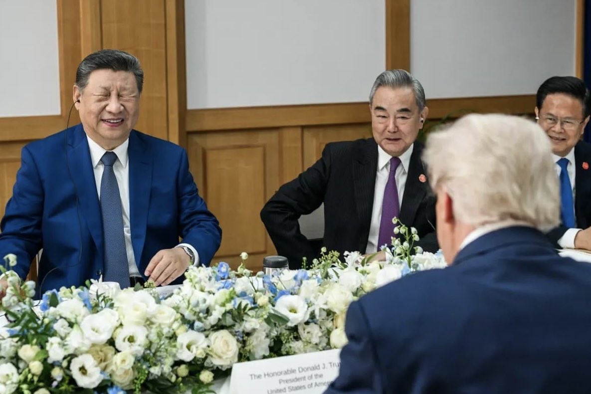 Xi: “So you are going to start a trade war with China, back out of it realizing the US economy will collapse without China, and then sell it the American people that you actually negotiated a breakthrough deal? 😂”