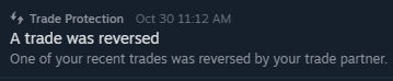 - “Panic” sold 1 expensive skin to limit risk
- Almost every “cheap” buy = REVERSED

Now, all I am left with... is the loss 😆
The trade reversal feature punishes you for sticking to the highest standards within the CS community. 

All the risk, none of the reward 👍