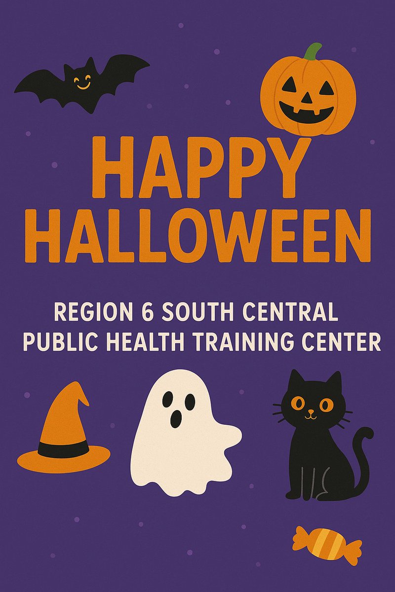 Region6PHTC's tweet image. Happy Halloween from the Region 6 South Central Public Health Training Center! 🎃👻🍬

Have a safe and fun Halloween! 

Going out tonight? Check out these Halloween safety tips from @NHTSAGov 

nhtsa.gov/halloween-safe…

#HappyHalloween