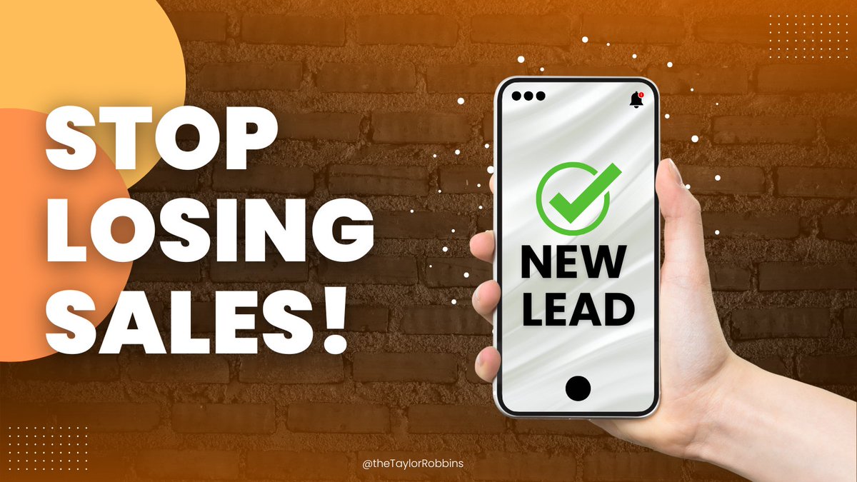 RobbinsTaylor's tweet image. Stop losing sales! 💸 

Speed-to-lead under 2 minutes is NON-NEGOTIABLE. 

Your leads are hot, respond FAST! 💪🏻

#SalesTips 
#LeadManagement 
#BusinessGrowth